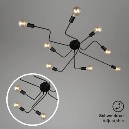 Briloner 2888-085 - Pinnale kinnitatav lühter FARETTO 8xE27/60W/230V must