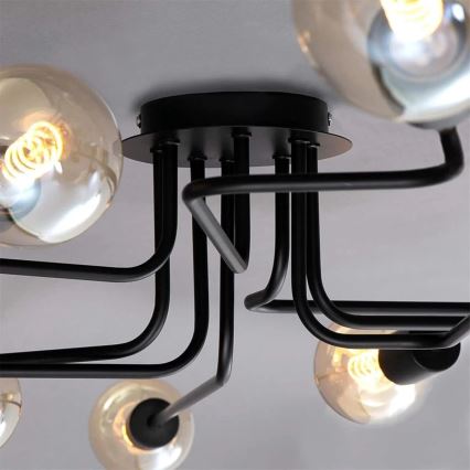 Briloner 2888-085 - Pinnale kinnitatav lühter FARETTO 8xE27/60W/230V must