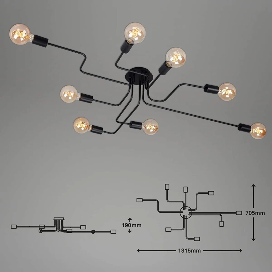 Briloner 2888-085 - Pinnale kinnitatav lühter FARETTO 8xE27/60W/230V must