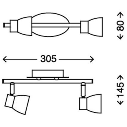 Briloner 2914-022 - LED Kohtvalgusti 2xGU10/3W/230V 3000K