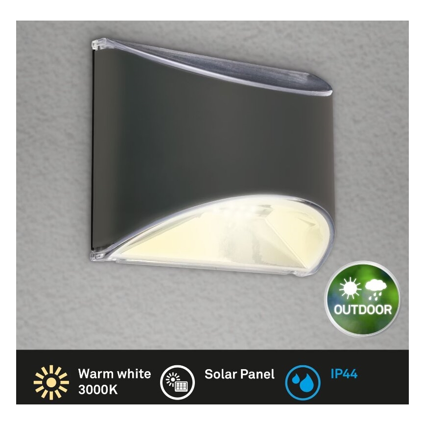 Briloner 3133015 - LED Päikesepaneeliga seinavalgusti LED/2W/3,7V IP44 3000K