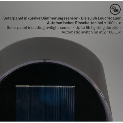 Briloner 3133015 - LED Päikesepaneeliga seinavalgusti LED/2W/3,7V IP44 3000K