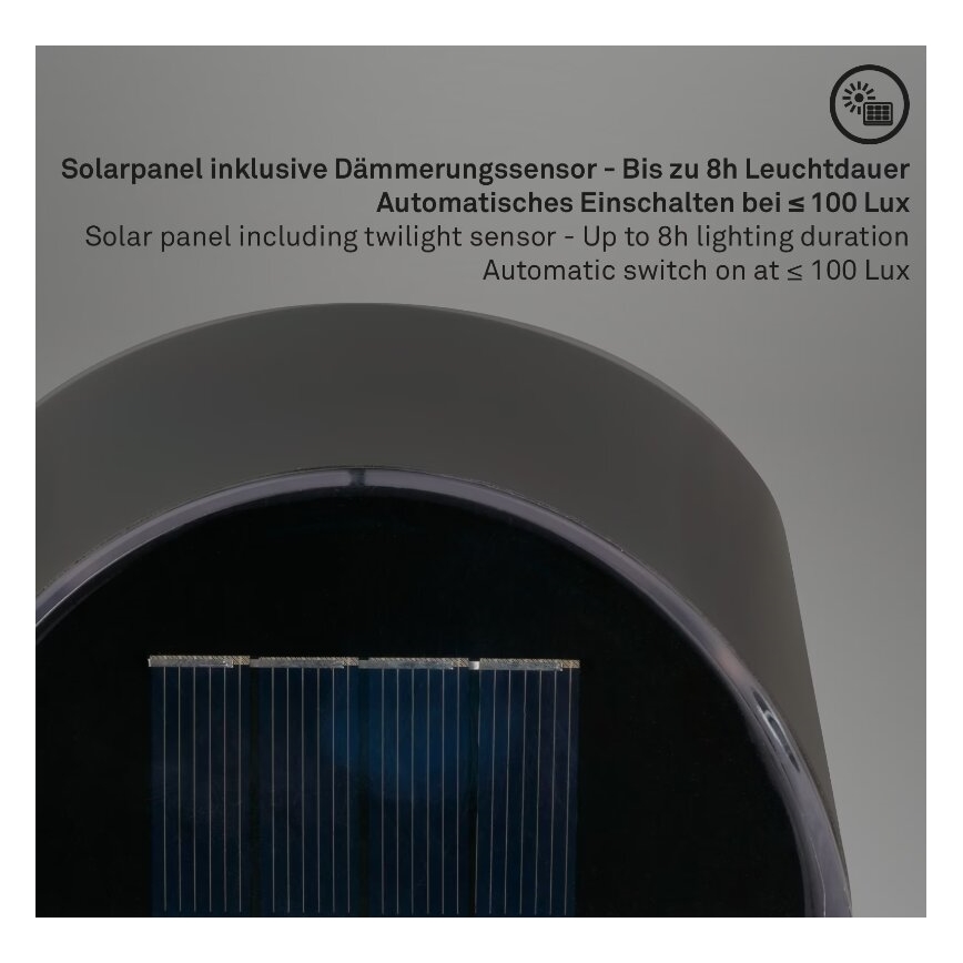 Briloner 3133015 - LED Päikesepaneeliga seinavalgusti LED/2W/3,7V IP44 3000K