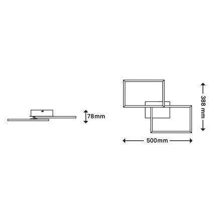 Briloner 3149-018 - LED Hämardatav pinnale kinnitatav lühter FRAME 2xLED/15W/230V + pult