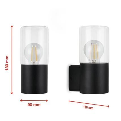 Briloner 320505TF - Väli seinavalgusti 1xE27/12W/230V IP44 must