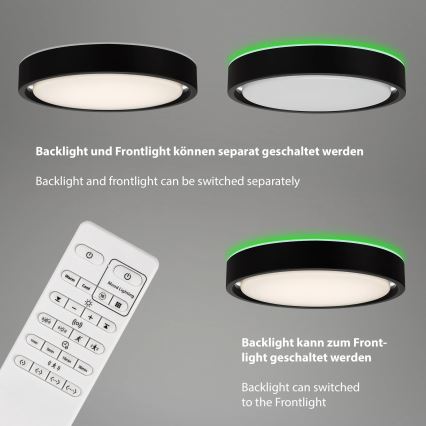 Briloner 3227-015 - RGB LED Hämardatav laevalgusti anduriga TALENA LED/24W/230V must + kaugjuhtimispult