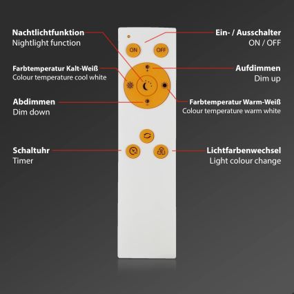 Briloner 3373-016 - hämardatav LED-laelamp STARRY, 15 W, 230 V, 3000-6500K, läbimõõt 28 cm, valge + kaugjuhtimispult