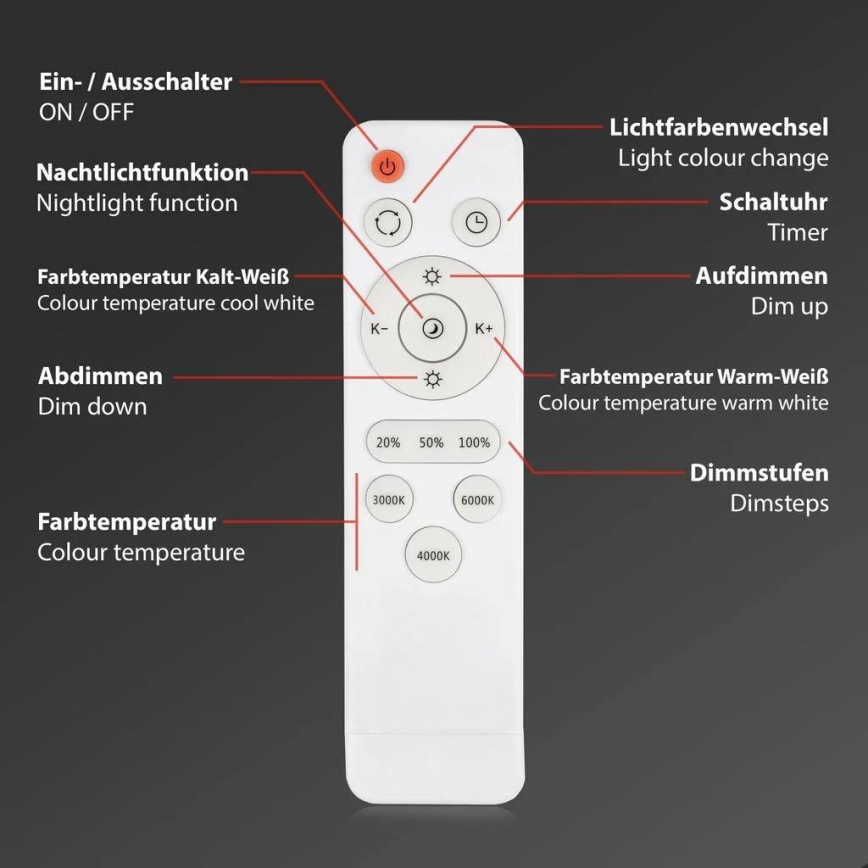 Briloner 3412-016 - Hämardatav laevalgusti STAR SKY LED/24W/230V 3000/4000/6000K läbimõõt 39 cm + kaugjuhtimispult