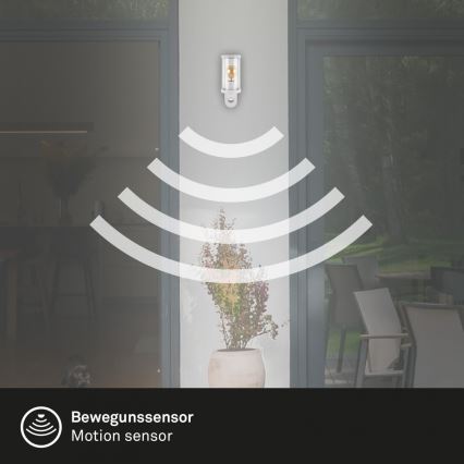 Briloner 3628-016 - Väli seinavalgusti koos anduriga KAIRO 1xE27/12W/230V IP44 valge