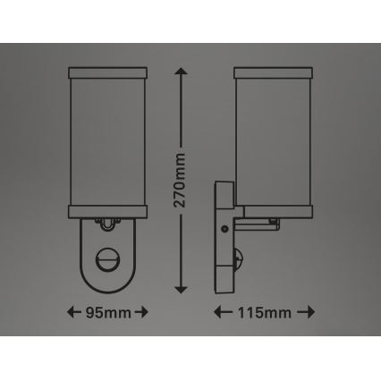 Briloner 3628-016 - Väli seinavalgusti koos anduriga KAIRO 1xE27/12W/230V IP44 valge