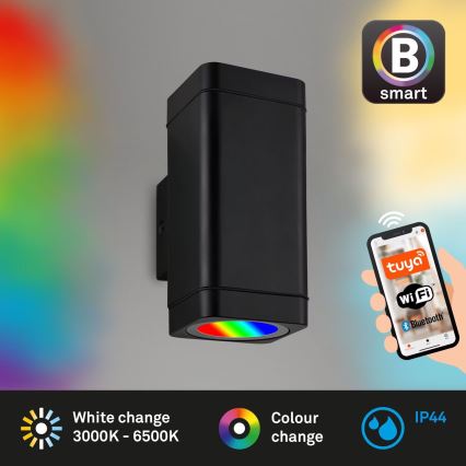 Briloner 3675-025 - LED RGBW Hämardatav väli seinavalgusti 2xLED/8,5W/230V 3000-6500K Wi-Fi Tuya IP44 must