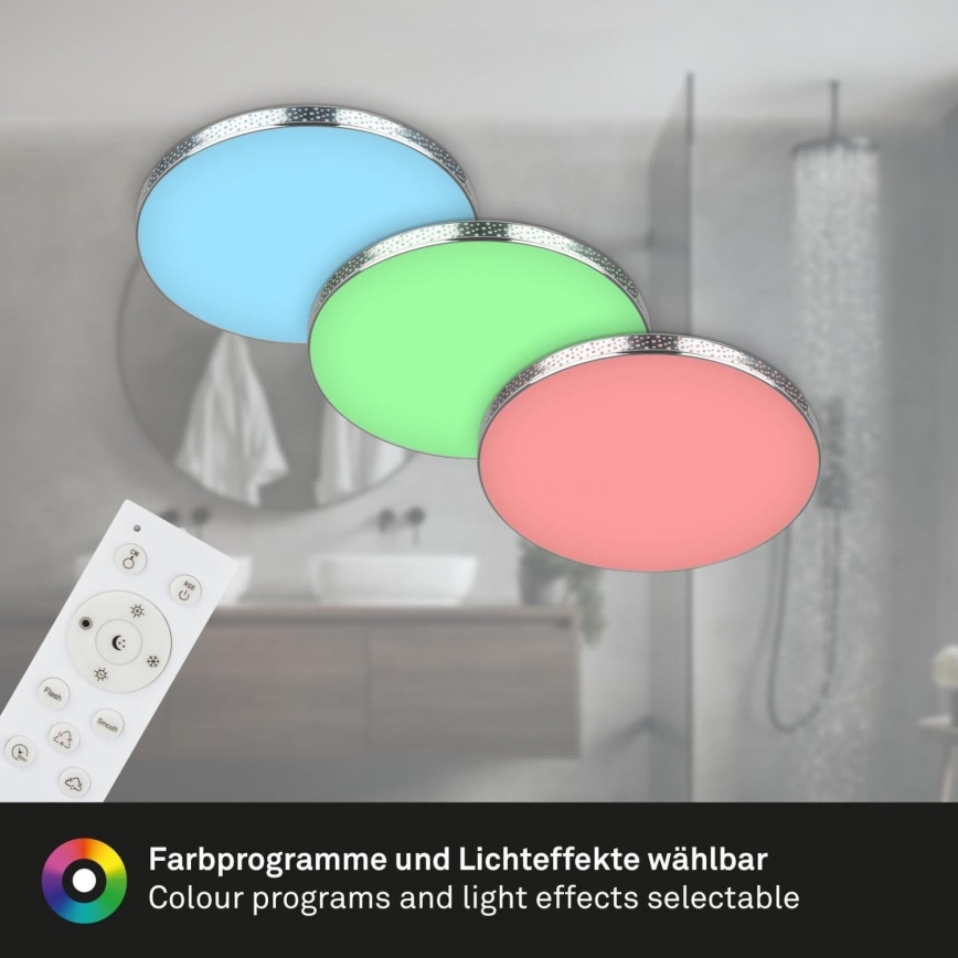 Briloner 3679-018 - LED RGB Hämardatav laevalgusti vannituppa MAGA LED/18,5W/230V 3000-6500K d. 35,5 cm + kaugjuhtimispult