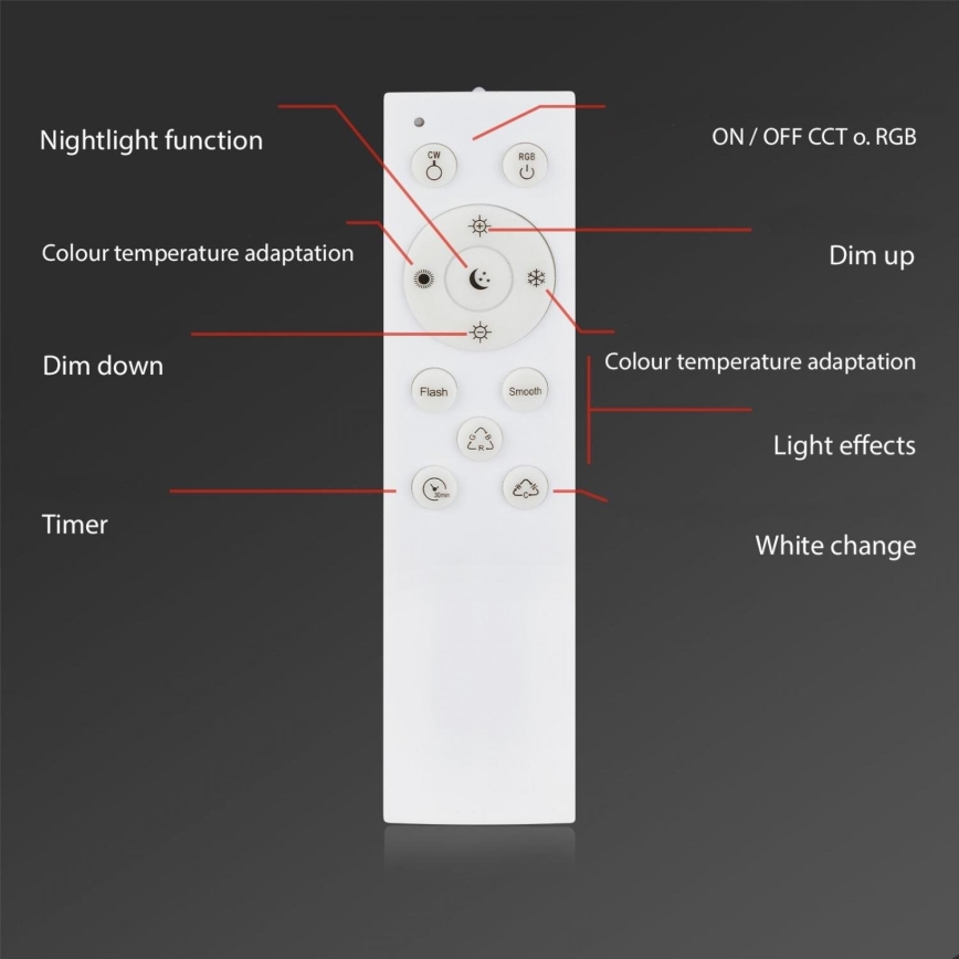 Briloner 3679-018 - LED RGB Hämardatav laevalgusti vannituppa MAGA LED/18,5W/230V 3000-6500K d. 35,5 cm + kaugjuhtimispult