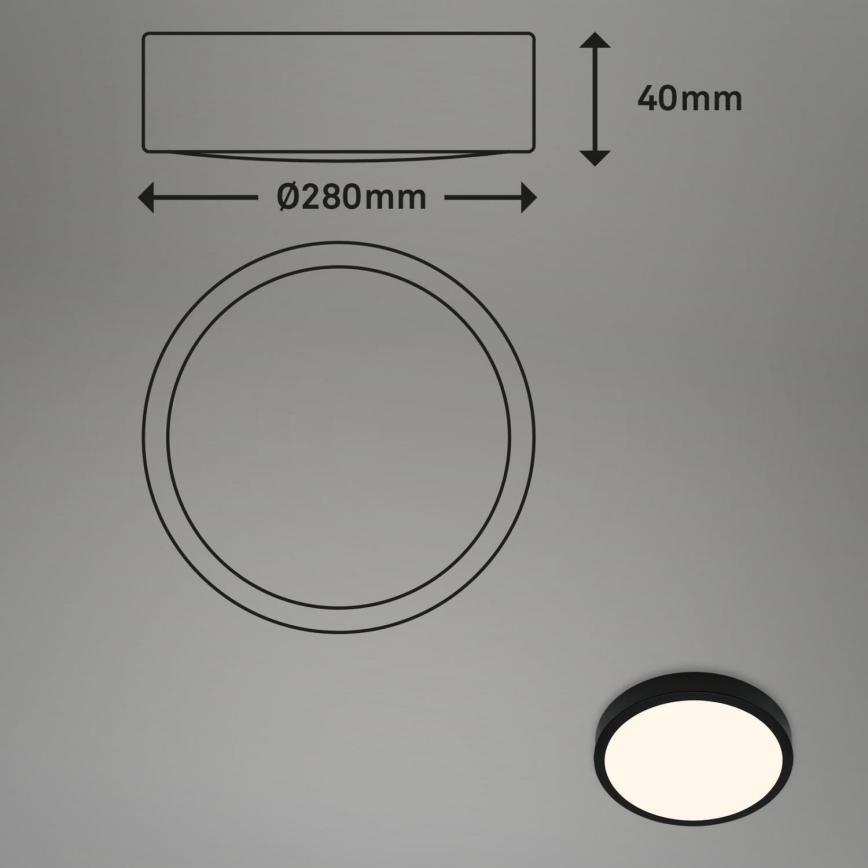 Briloner 3700-015 - LED Laevalgusti RUNA LED/16W/230V 3000K d. 28 cm must