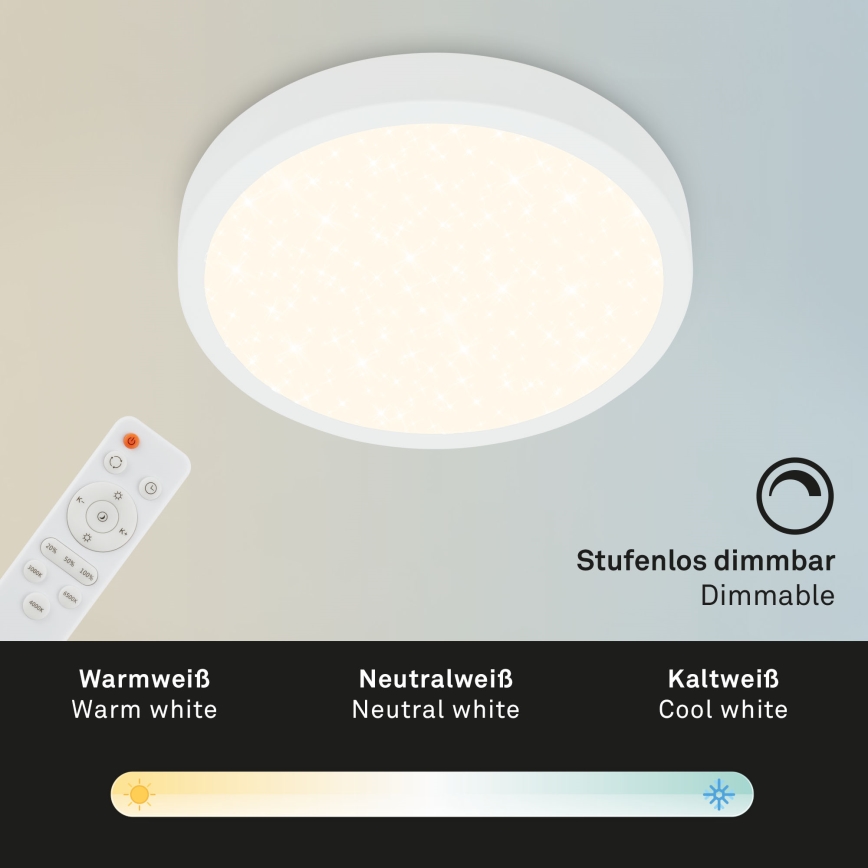 Briloner 3701-016 - LED Hämardatav laevalgusti RUNA LED/18W/230V 2700-6500K valge + kaugjuhtimispult