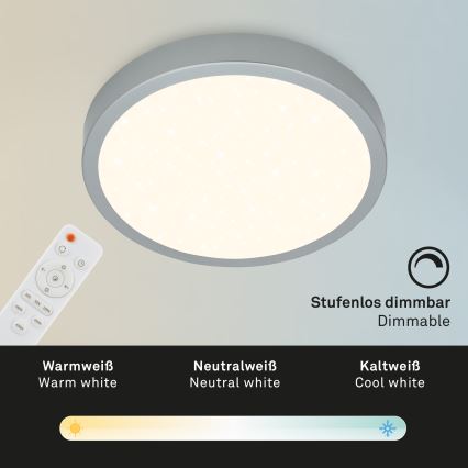 Briloner 3704-014-LED Hämardatav laevalgusti RUNA LED/22W/230V 2700-6500K hõbedane + kaugjuhtimispult