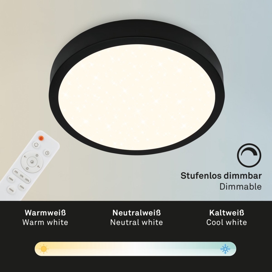 Briloner 3704-015 - LED Hämardatav laevalgusti RUNA LED/22W/230V 2700-6500K must + kaugjuhtimispult