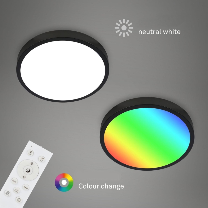 Briloner 3709-015 - LED RGB Hämardatav laevalgusti LED/22W/230V 4000K d. 38 cm must + kaugjuhtimispult