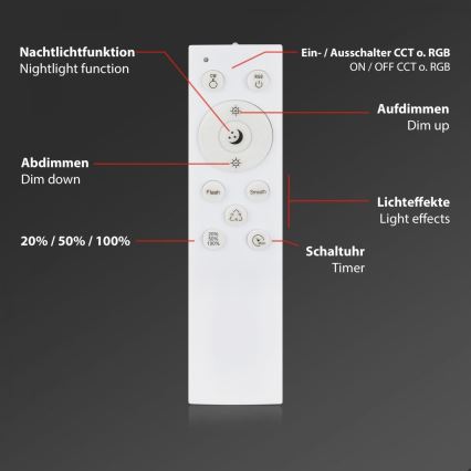 Briloner 3709-015 - LED RGB Hämardatav laevalgusti LED/22W/230V 4000K d. 38 cm must + kaugjuhtimispult