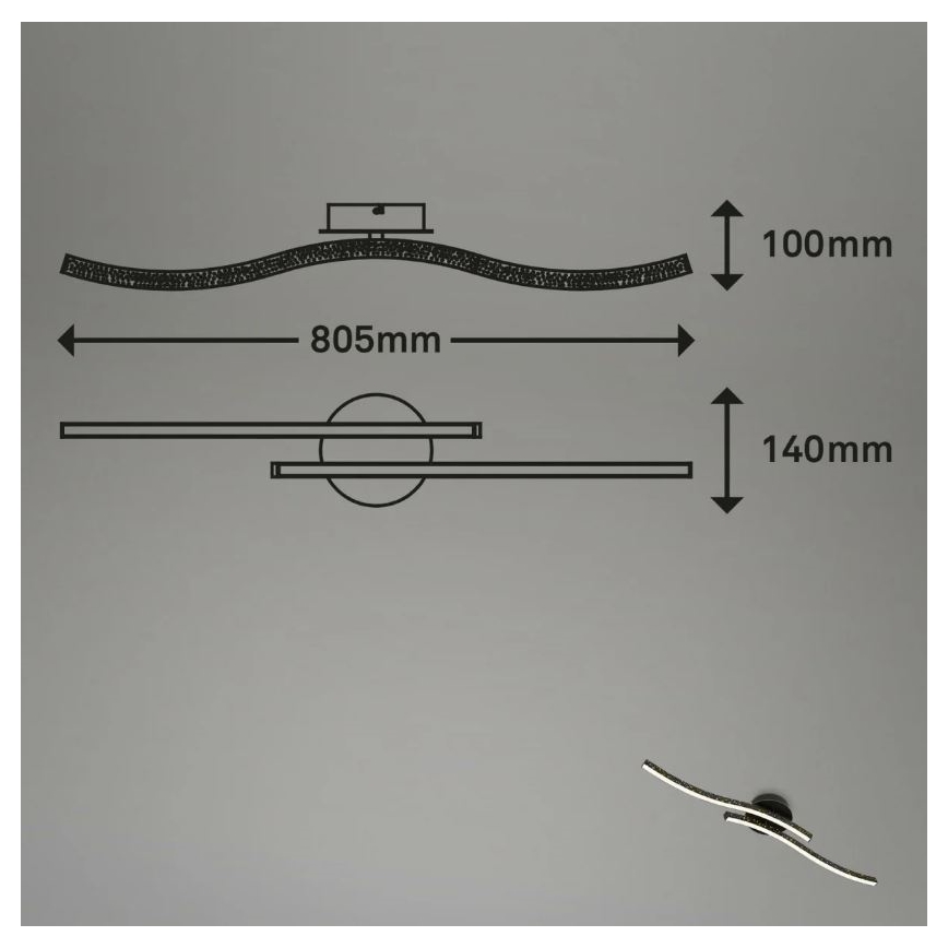 Briloner 3718-025 - LED Pinnale kinnitatav lühter REY 2xLED/6W/230V must