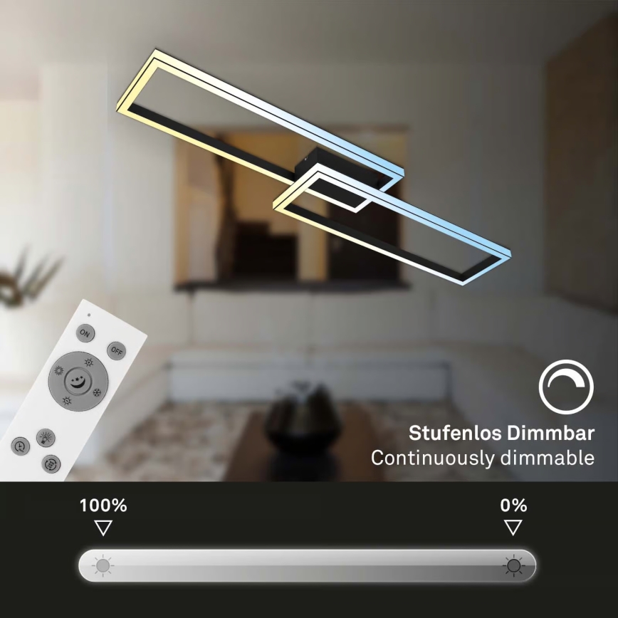 Briloner 3761015 - Hämardatav LED laevalgusti LED/45W/230V 2700-6500K must + kaugjuhtimispult