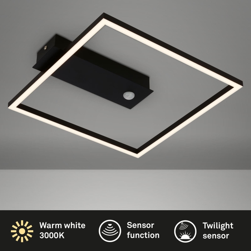 Briloner 3770-015 - LED laelamp liikumis- ja hämarussensoriga FRAME LED/14W/230V 3000K 30x32 cm must