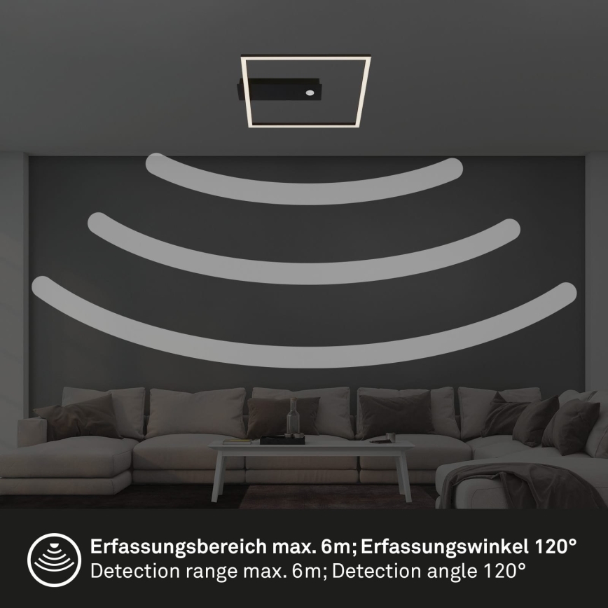 Briloner 3770-015 - LED laelamp liikumis- ja hämarussensoriga FRAME LED/14W/230V 3000K 30x32 cm must