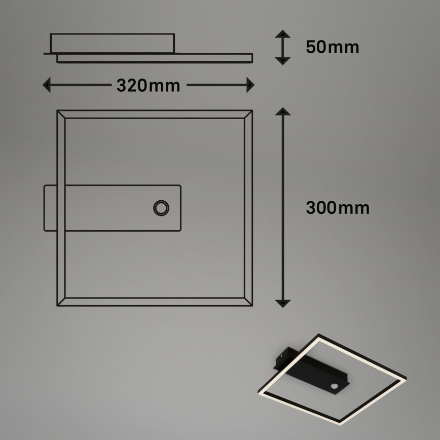 Briloner 3770-015 - LED laelamp liikumis- ja hämarussensoriga FRAME LED/14W/230V 3000K 30x32 cm must