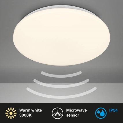 Briloner 3828-016 - LED-vannitoa laelamp liikumisanduriga WALK LED/24W/230V IP54, läbimõõt 35 cm, valge