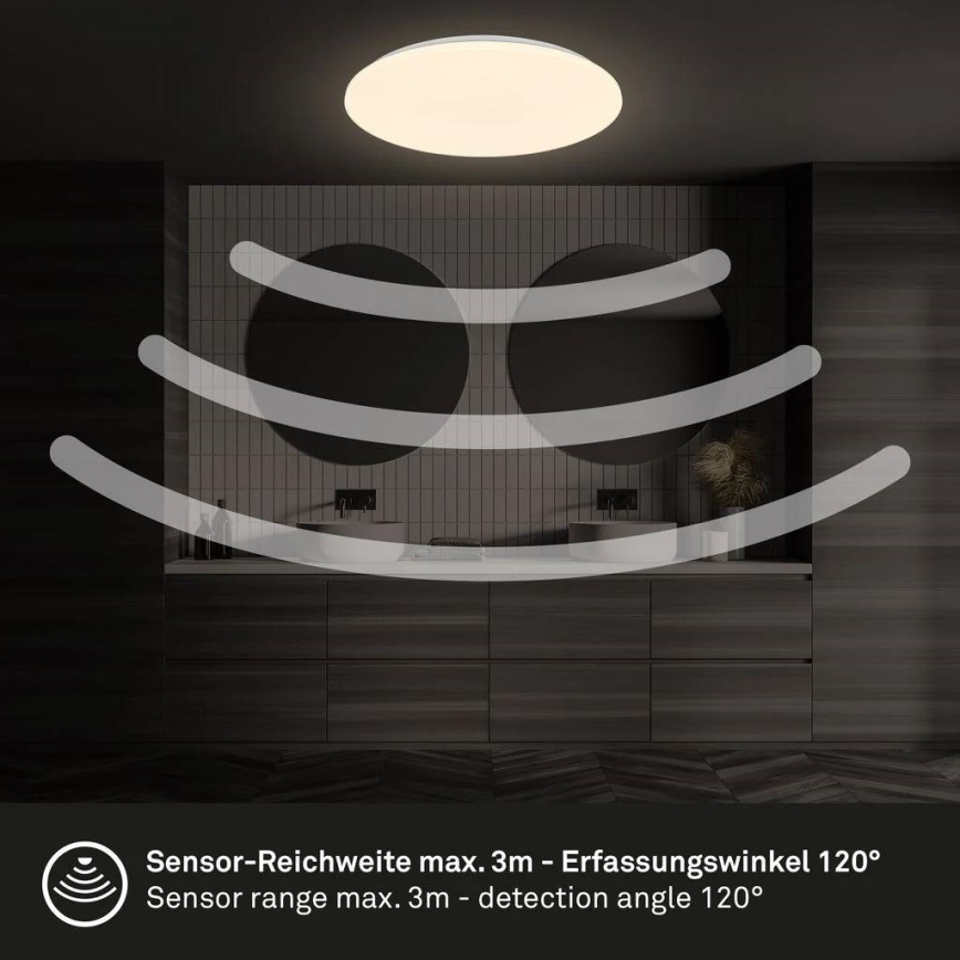 Briloner 3828-016 - LED-vannitoa laelamp liikumisanduriga WALK LED/24W/230V IP54, läbimõõt 35 cm, valge