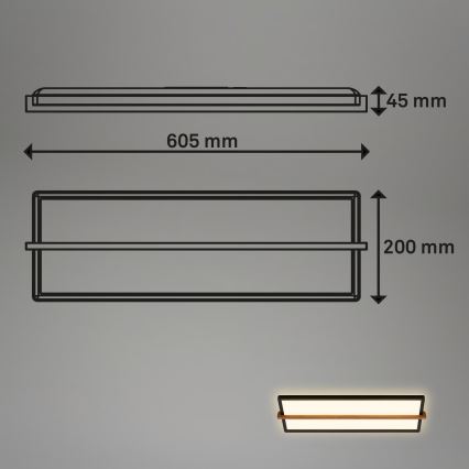 Briloner 3846015 - REMSA LED-laelamp 22W/230V 3000K 60,5x20 cm must