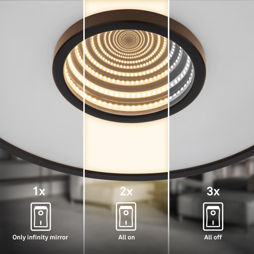 Briloner 3847015 - LED laevalgusti TORO LED/18W/230V Ø 42 cm must