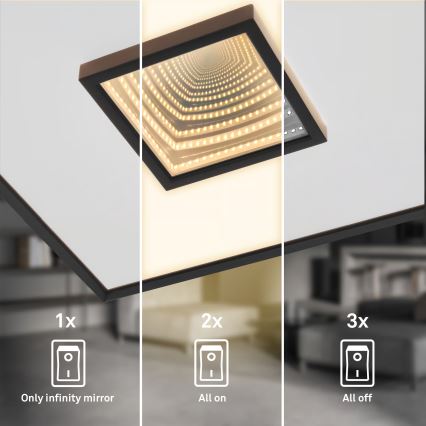 Briloner 3848015 - LED laelamp TORO LED/18W/230V 42x42 cm must