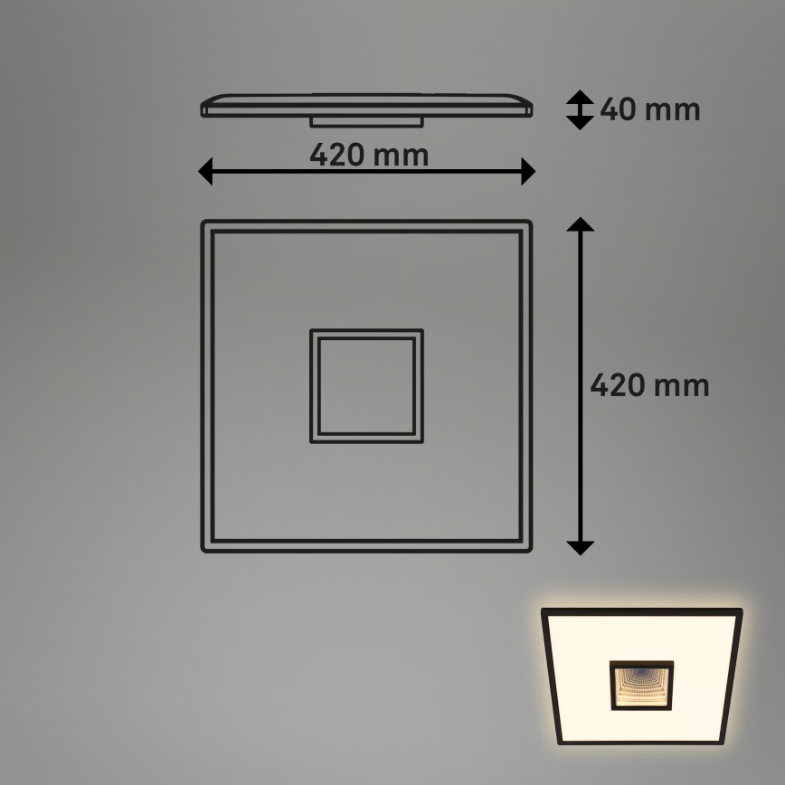 Briloner 3848015 - LED laelamp TORO LED/18W/230V 42x42 cm must