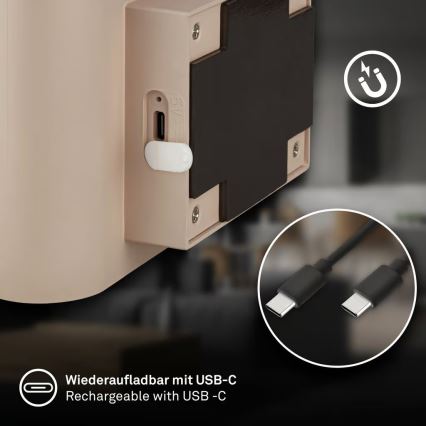 Briloner 3878011 - LED-laetav seinavalgusti liikumis- ja hämarussensoriga CHAT LED/3W/5V 2000 mAh beež