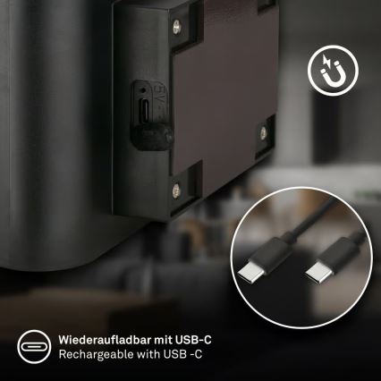 Briloner 3878015 - LED laetav seinavalgusti liikumis- ja hämarussensoriga CHAT LED/3W/5V 2000 mAh must