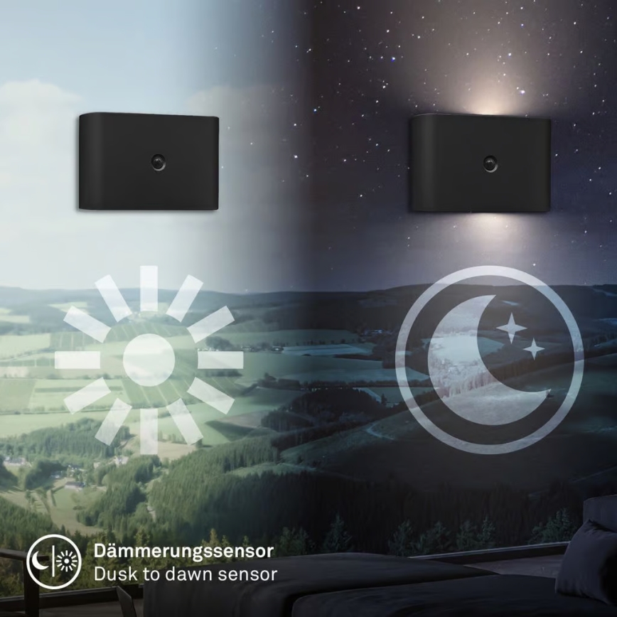 Briloner 3878015 - LED laetav seinavalgusti liikumis- ja hämarussensoriga CHAT LED/3W/5V 2000 mAh must