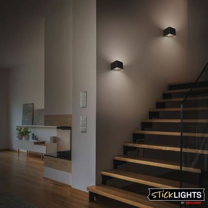 Briloner 3879015 - LED laetav seinavalgusti BORRA liikumis- ja hämarusanduriga LED/1,5W/5V 3600 mAh must