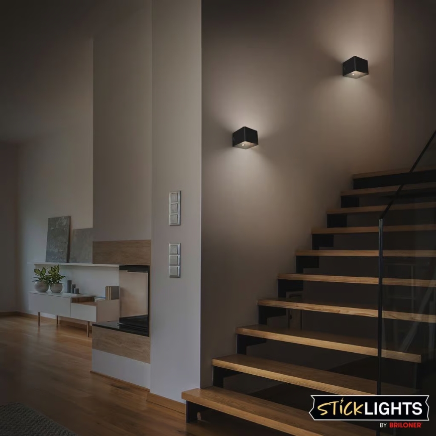 Briloner 3879015 - LED laetav seinavalgusti BORRA liikumis- ja hämarusanduriga LED/1,5W/5V 3600 mAh must