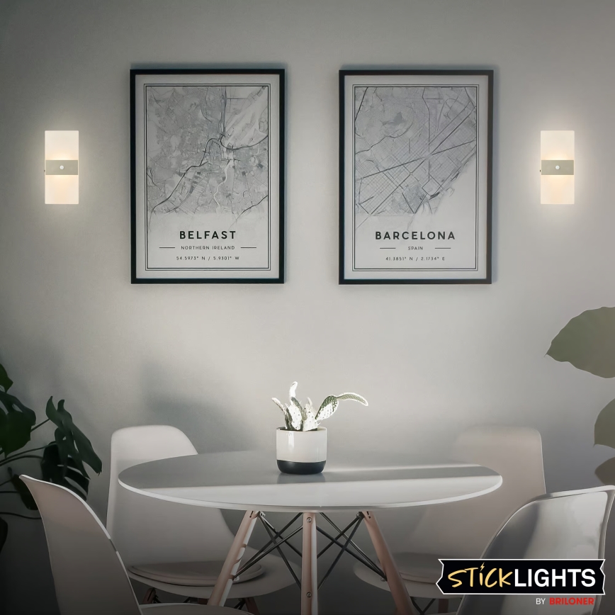 Briloner 3888012 - laetav LED-seinavalgusti AURA, liikumis- ja hämarussensoriga, LED 2,5 W/5 V, 1800 mAh, mattkroom