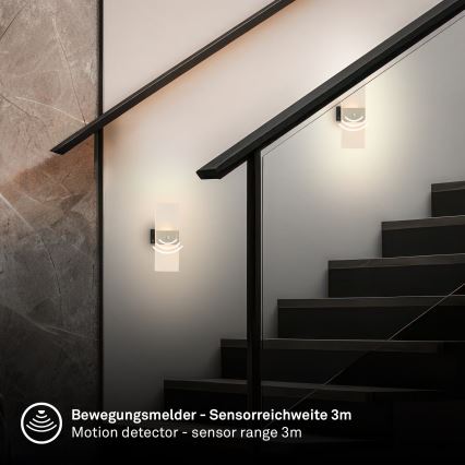 Briloner 3888012 - laetav LED-seinavalgusti AURA, liikumis- ja hämarussensoriga, LED 2,5 W/5 V, 1800 mAh, mattkroom