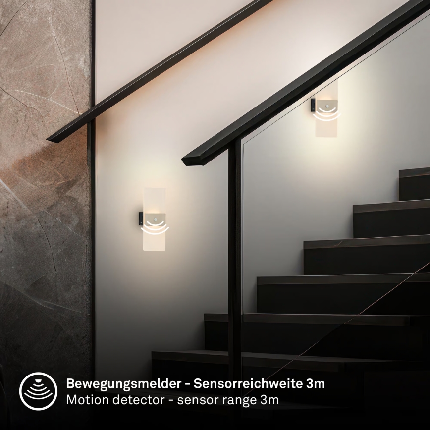 Briloner 3888012 - laetav LED-seinavalgusti AURA, liikumis- ja hämarussensoriga, LED 2,5 W/5 V, 1800 mAh, mattkroom