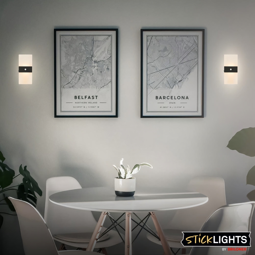 Briloner 3888015 - laetav LED-seinavalgusti liikumis- ja hämarussensoriga AURA LED/2,5W/5V 1800 mAh must