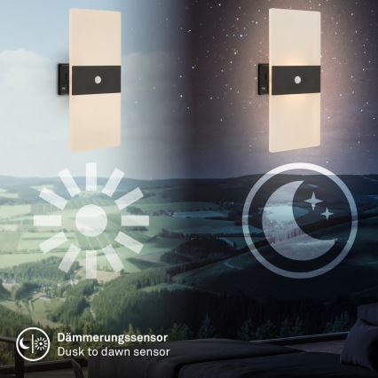 Briloner 3888015 - laetav LED-seinavalgusti liikumis- ja hämarussensoriga AURA LED/2,5W/5V 1800 mAh must