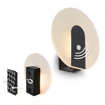 Briloner 3889015 - LED laetav seinavalgusti liikumis- ja hämarussensoriga TARO LED/2,5W/5V 1800 mAh must