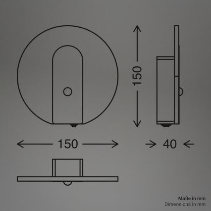 Briloner 3889015 - LED laetav seinavalgusti liikumis- ja hämarussensoriga TARO LED/2,5W/5V 1800 mAh must
