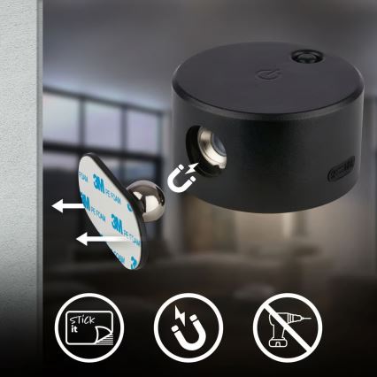 Briloner 3896015 - LED hämardatav laetav seinavalgusti TARI LED/1,6W/5V 1500 mAh must