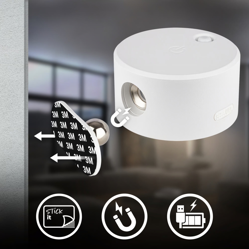 Briloner 3896016 - LED hämardatav laetav seinavalgusti TARI LED/1,6W/5V 1500 mAh valge
