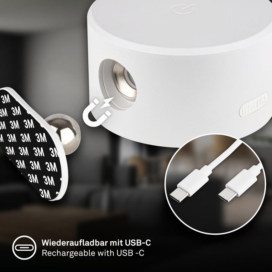 Briloner 3896016 - LED hämardatav laetav seinavalgusti TARI LED/1,6W/5V 1500 mAh valge