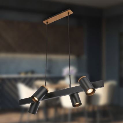 Briloner 4059045 - Rippvalgusti ERA kaabliga 4xGU10/10W/230V must